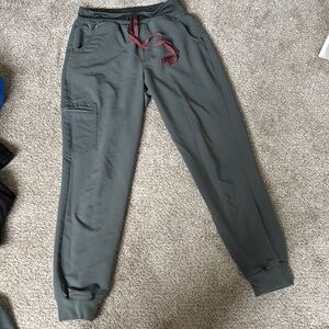 Green Jogger Pants with Burgundy Drawstring